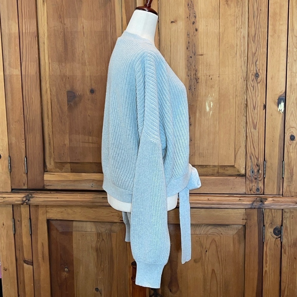 LUMIERE Gray Relaxed Fit Gray Cropped Balloon Sleeve Sweater Sz. L - Picture 3 of 15